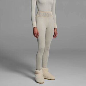 NWT Cordova Logo Rib-Knit Base-Layer Leggings ECRU